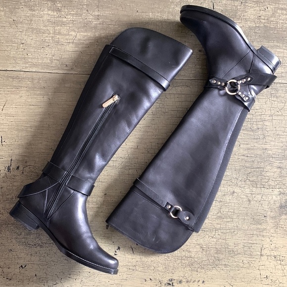 Ellen TRACY Bedford Black Leather Harness Riding Boots - Picture 8 of 16